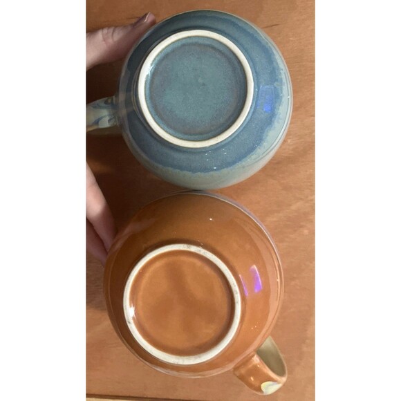 Ceramic Pottery Cabin style Urban Coffee Mugs 12-16 oz Drip Glaze- Set Of 2 - Picture 7 of 16